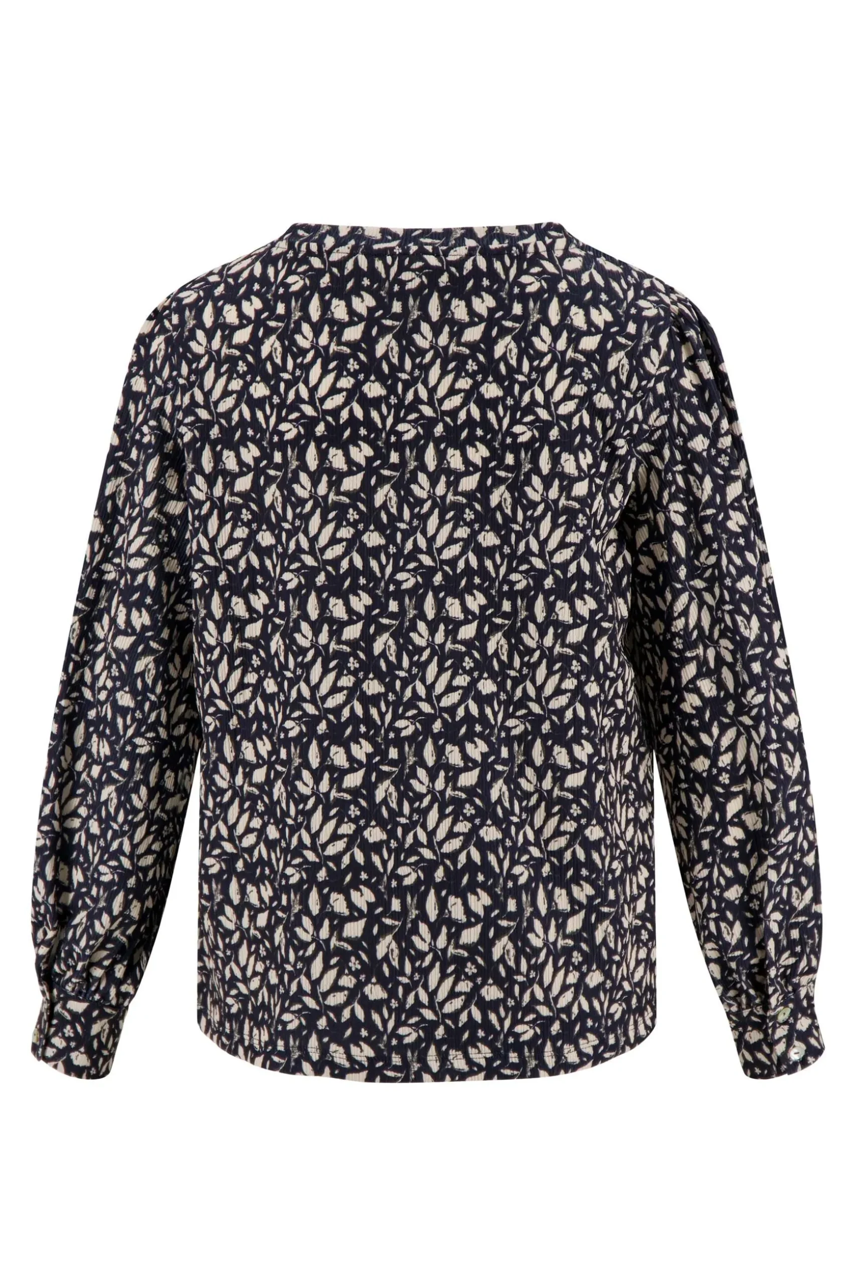 zusss boothals top met blaadjesprint donkerblauw
