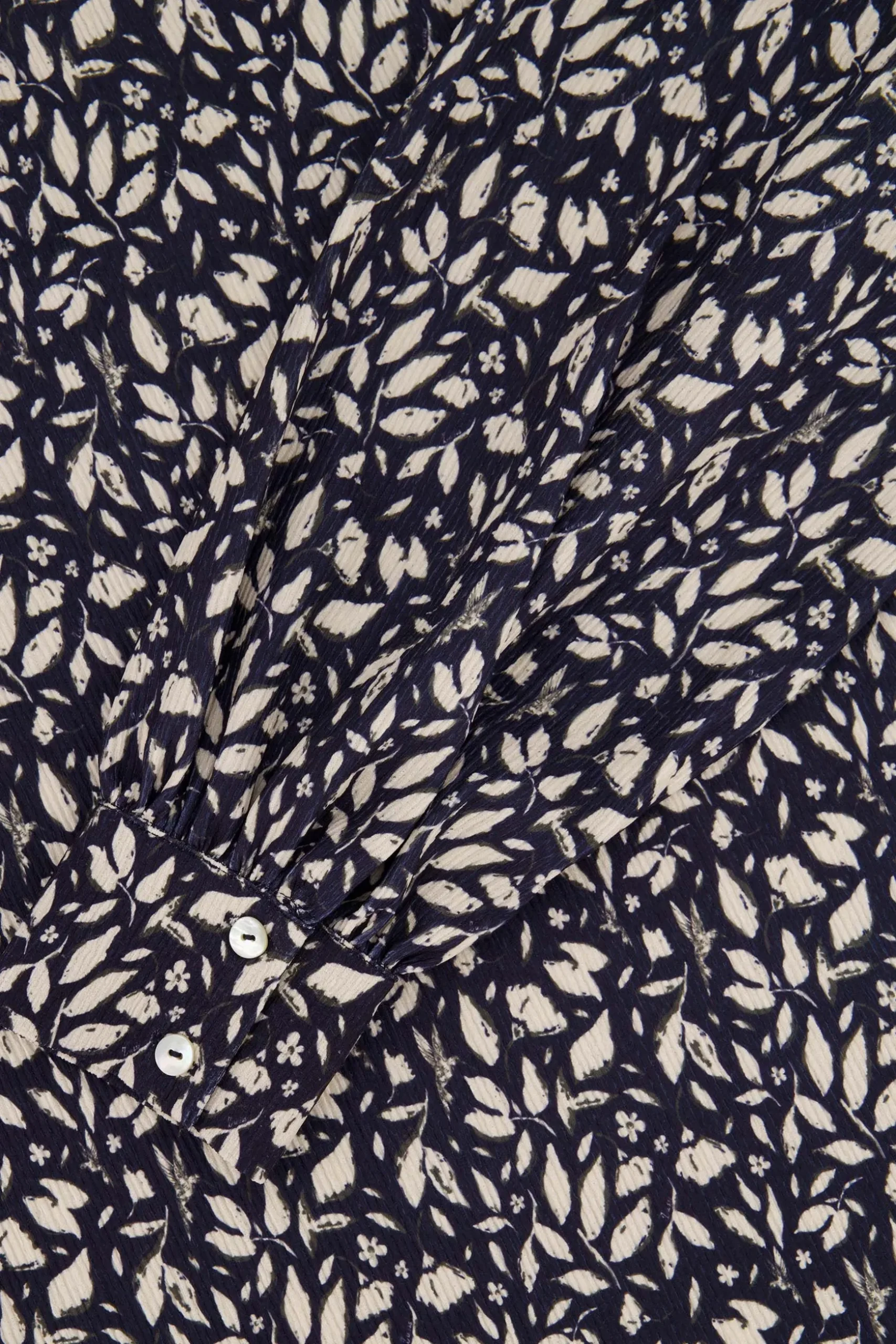 zusss boothals top met blaadjesprint donkerblauw