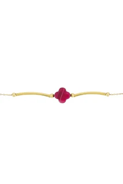 zusss fijne armband met bloem roze rood