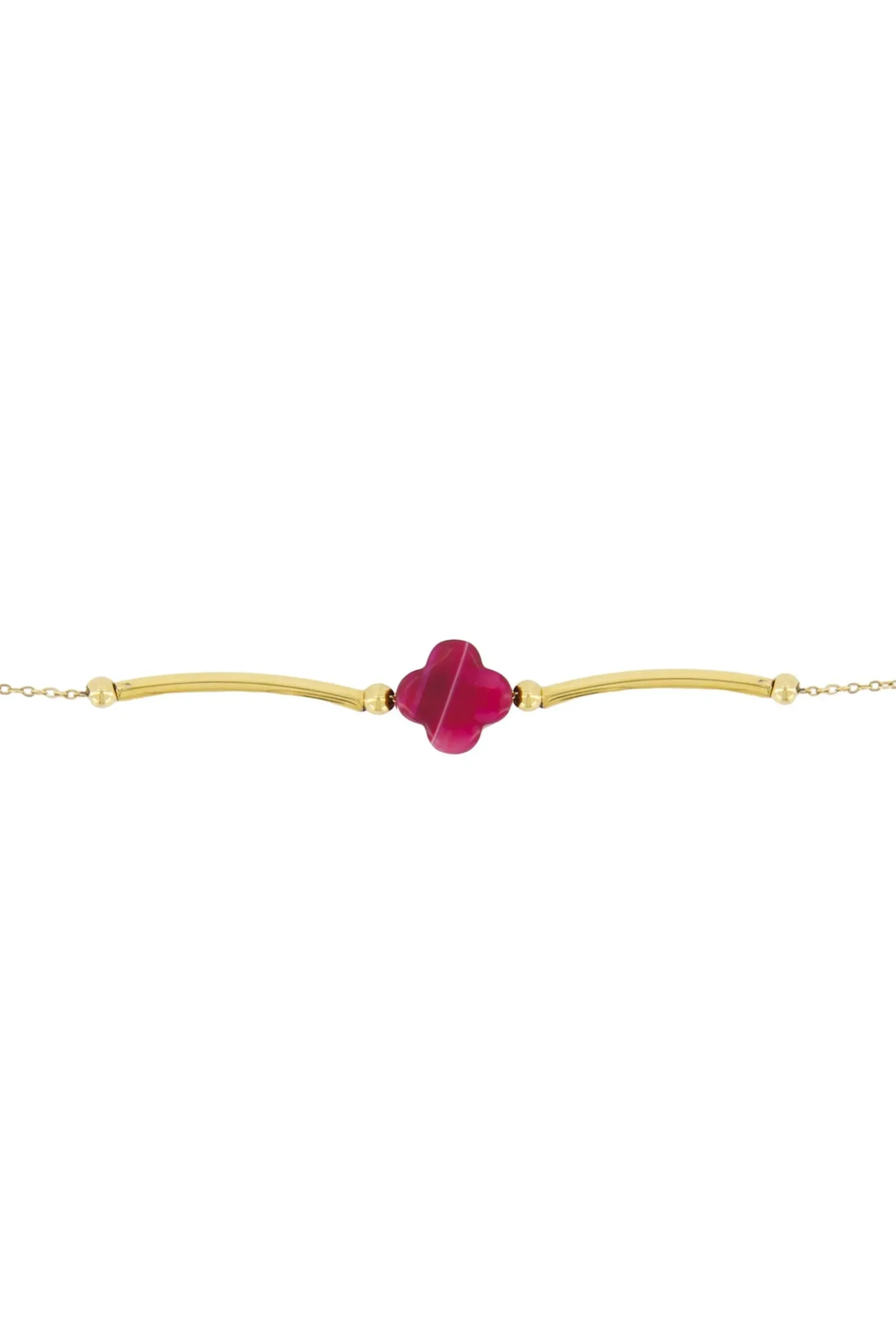 zusss fijne armband met bloem roze rood
