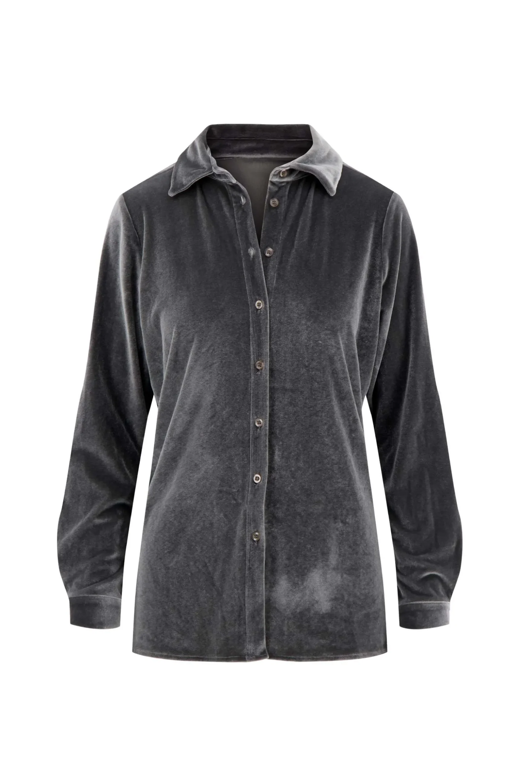 zusss fluwelen blouse antracietgrijs