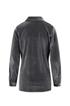 zusss fluwelen blouse antracietgrijs