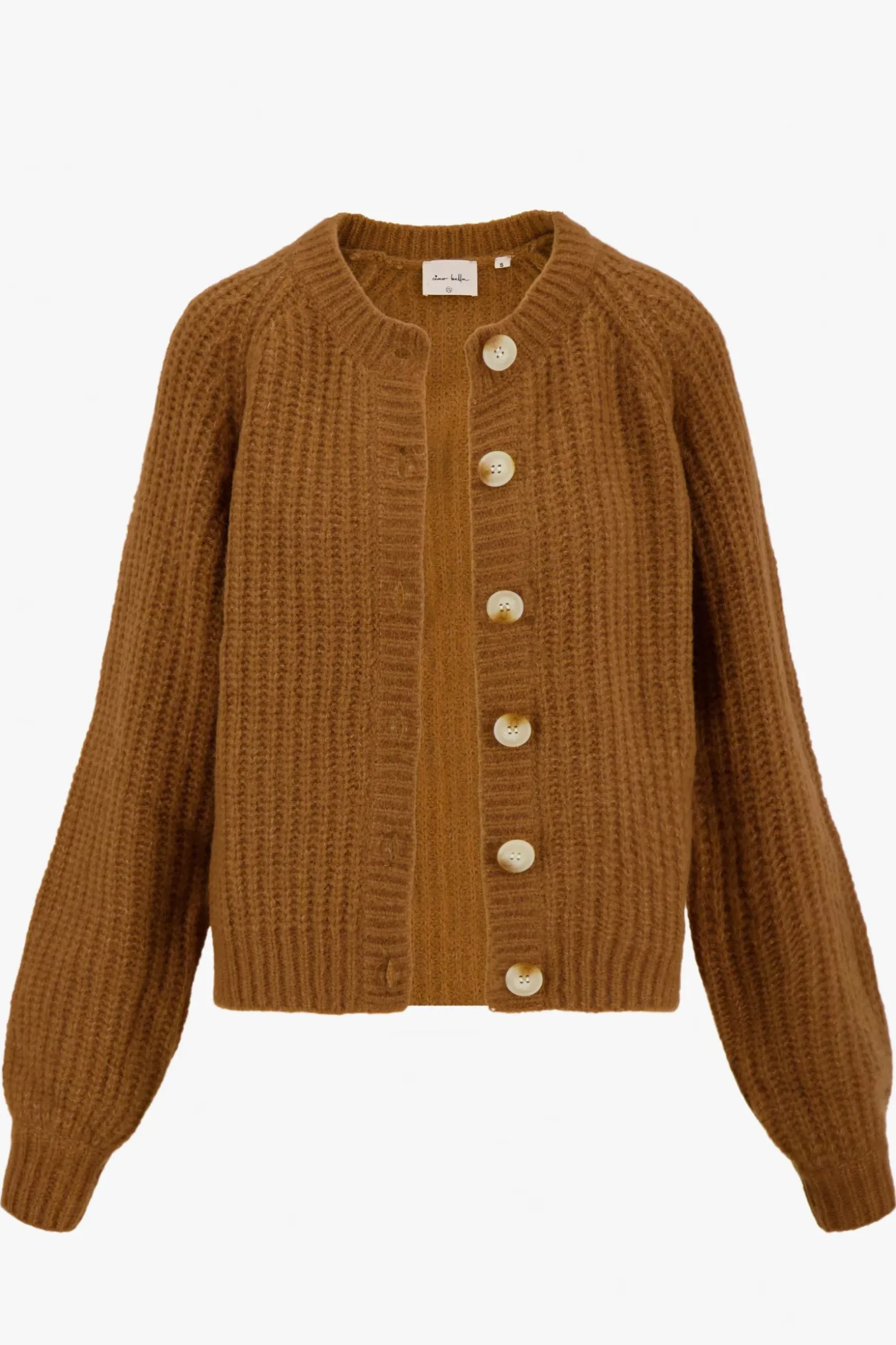 zusss gebreid vest in bomberstyle camel