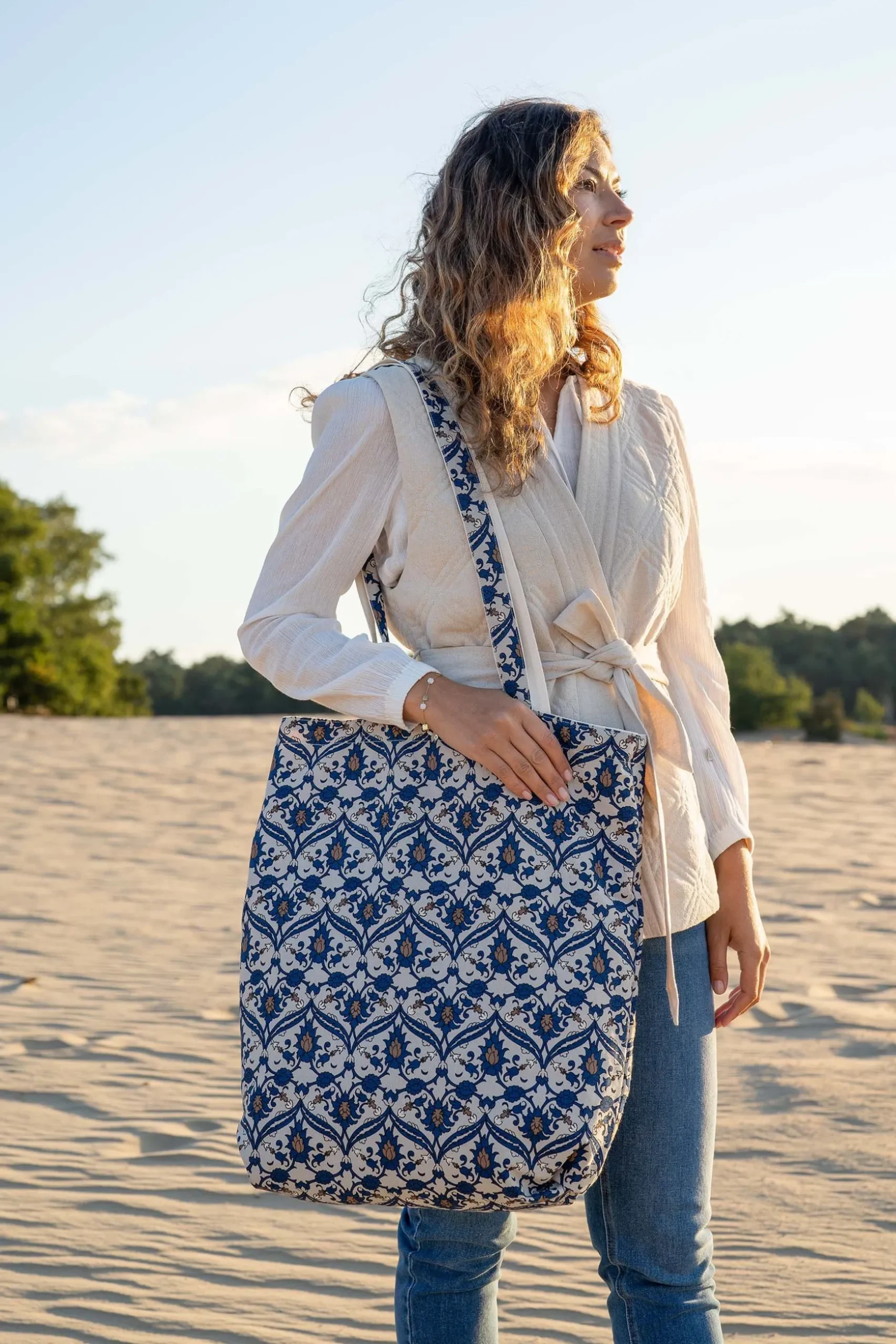 zusss katoenen shopper met print zand