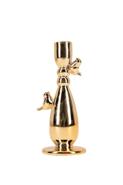zusss keramieken kandelaar vogeltjes goud