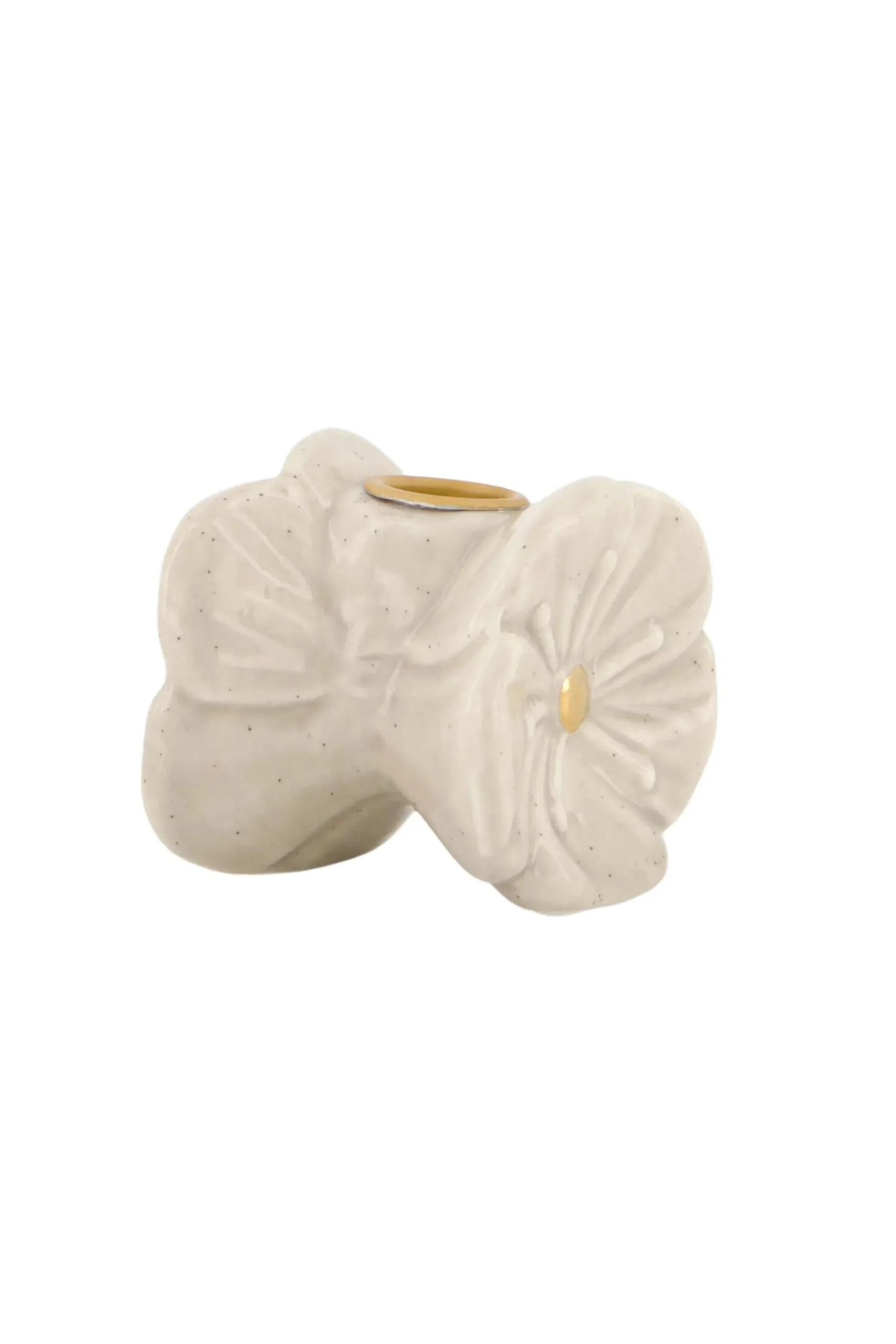 zusss keramieken kandelaartje bloem beige
