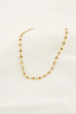 zusss ketting met bloemen roze rood