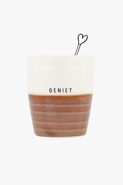 zusss koffiemok geniet brique/wit