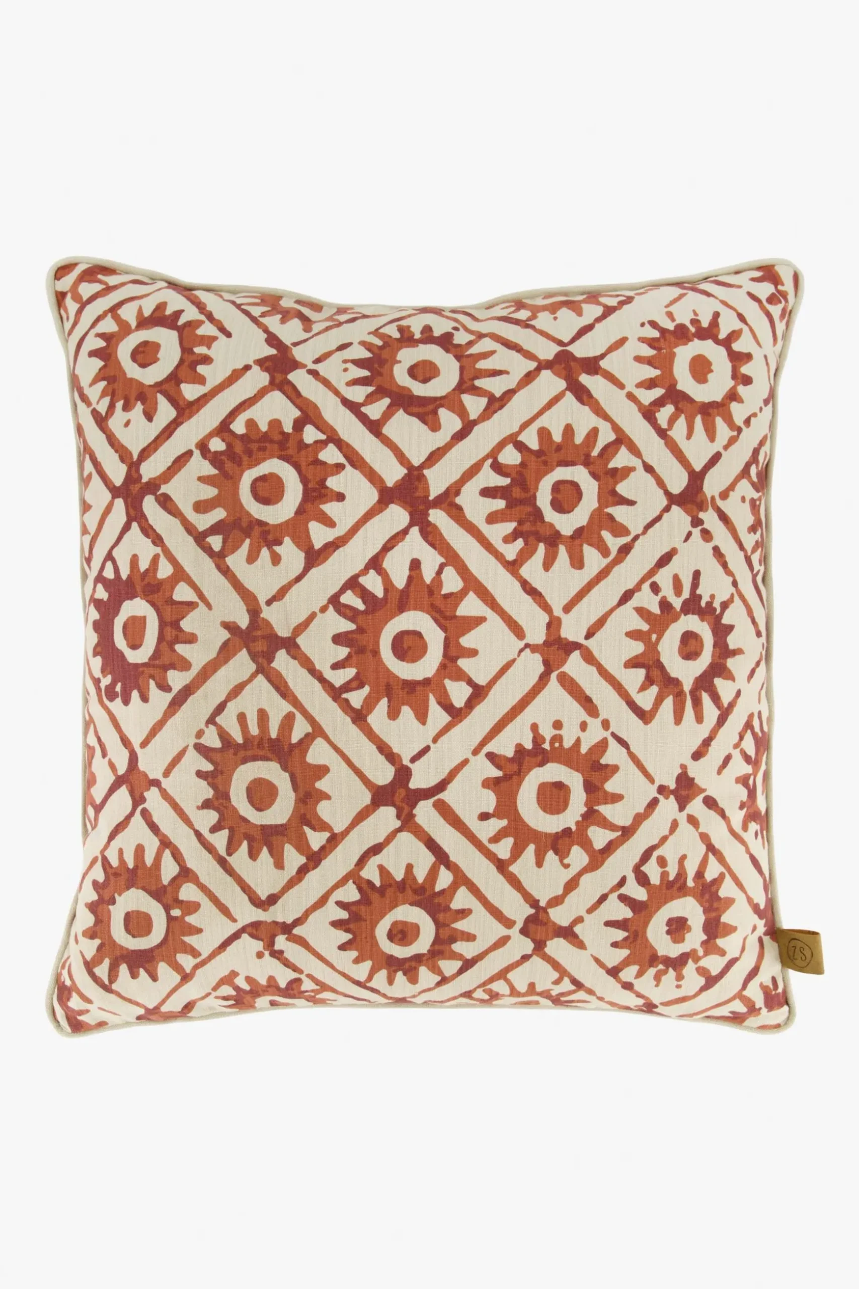 zusss kussen zonnetjesprint 45x45cm peper en zout/brique