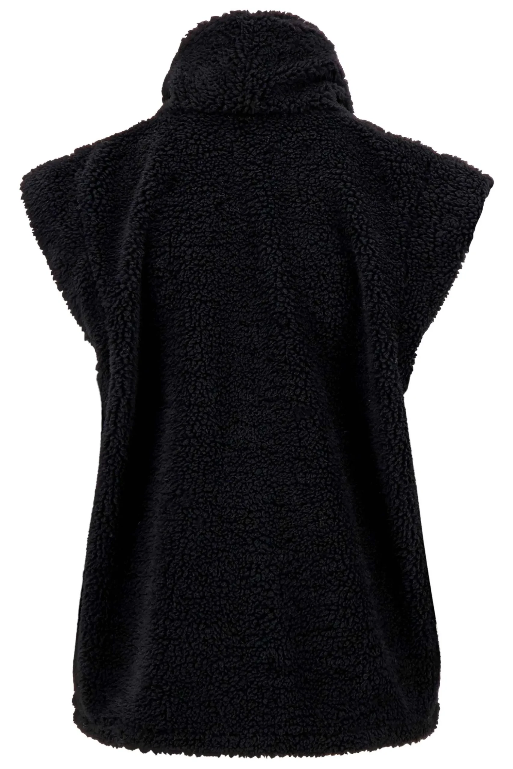 zusss lang teddy gilet met zakken zwart