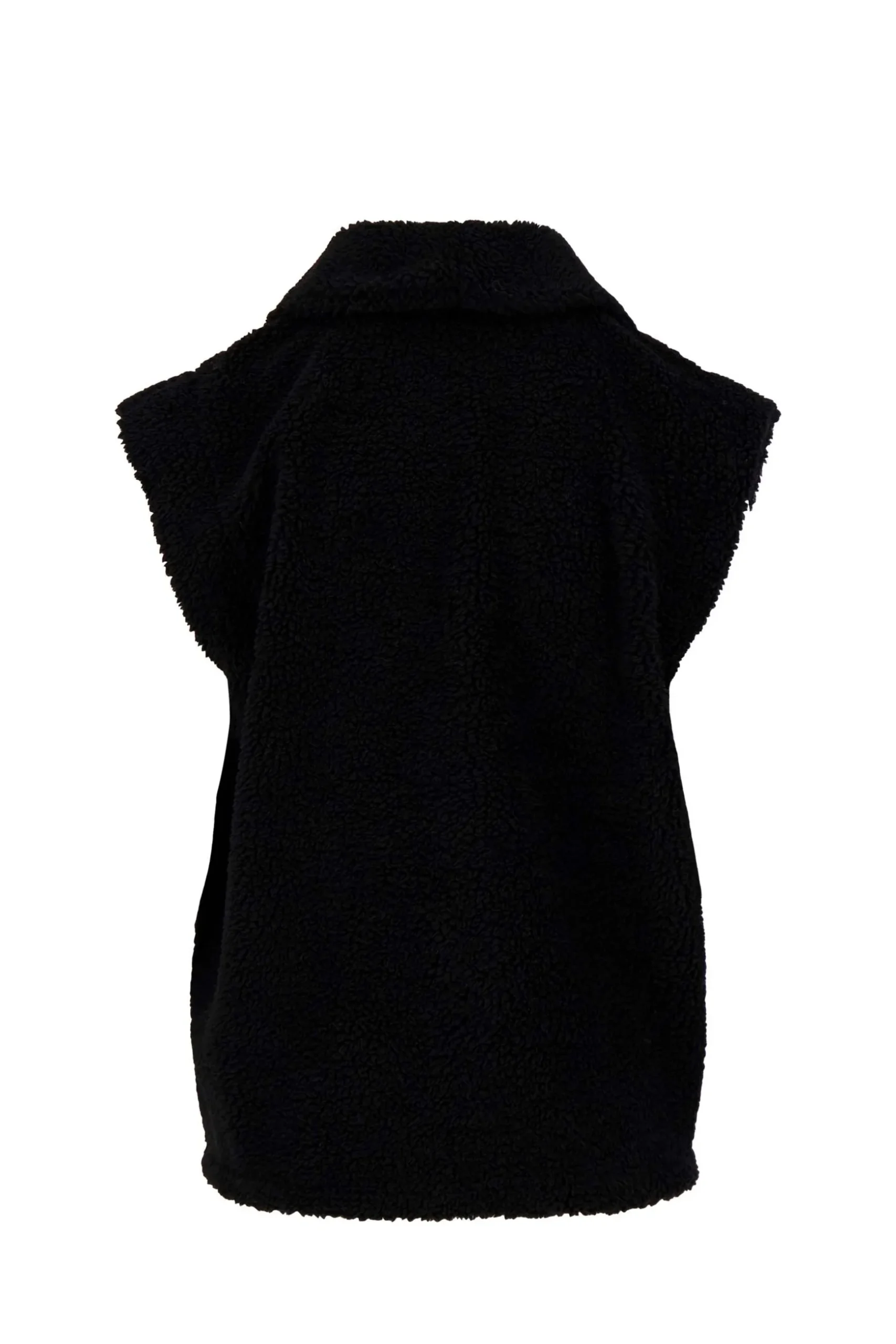 zusss lang teddy gilet met zakken zwart