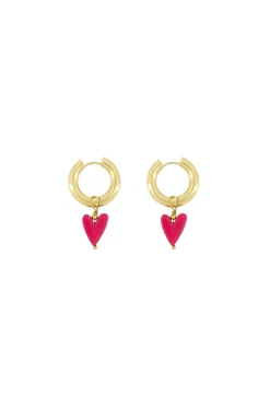 zusss oorbel met hartje roze rood