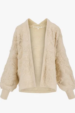 zusss openvallend vest met lurex jacquard creme