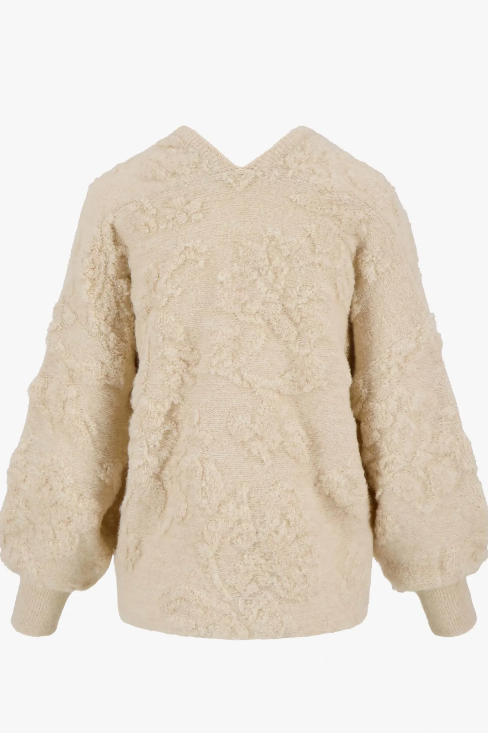zusss openvallend vest met lurex jacquard creme
