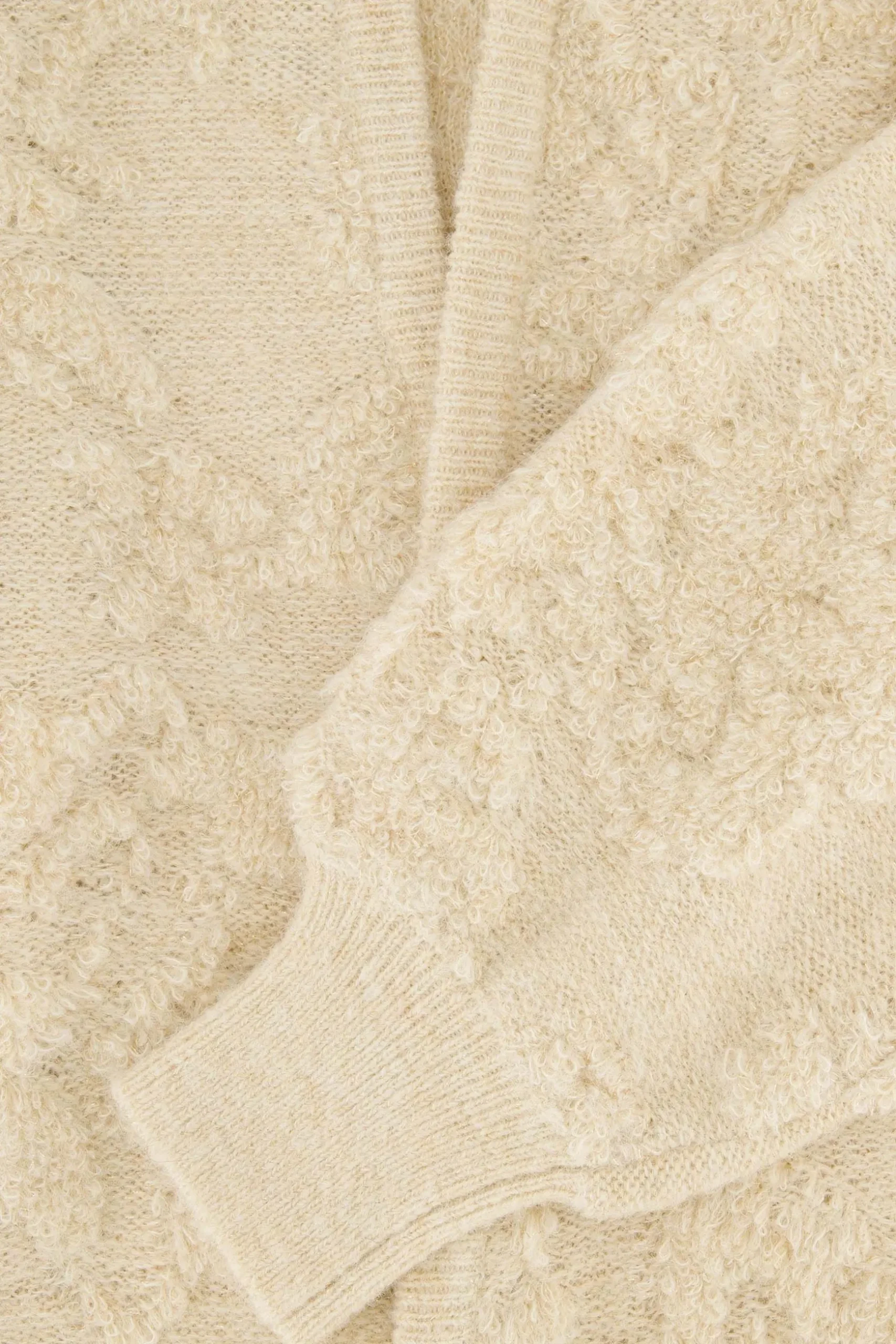 zusss openvallend vest met lurex jacquard creme
