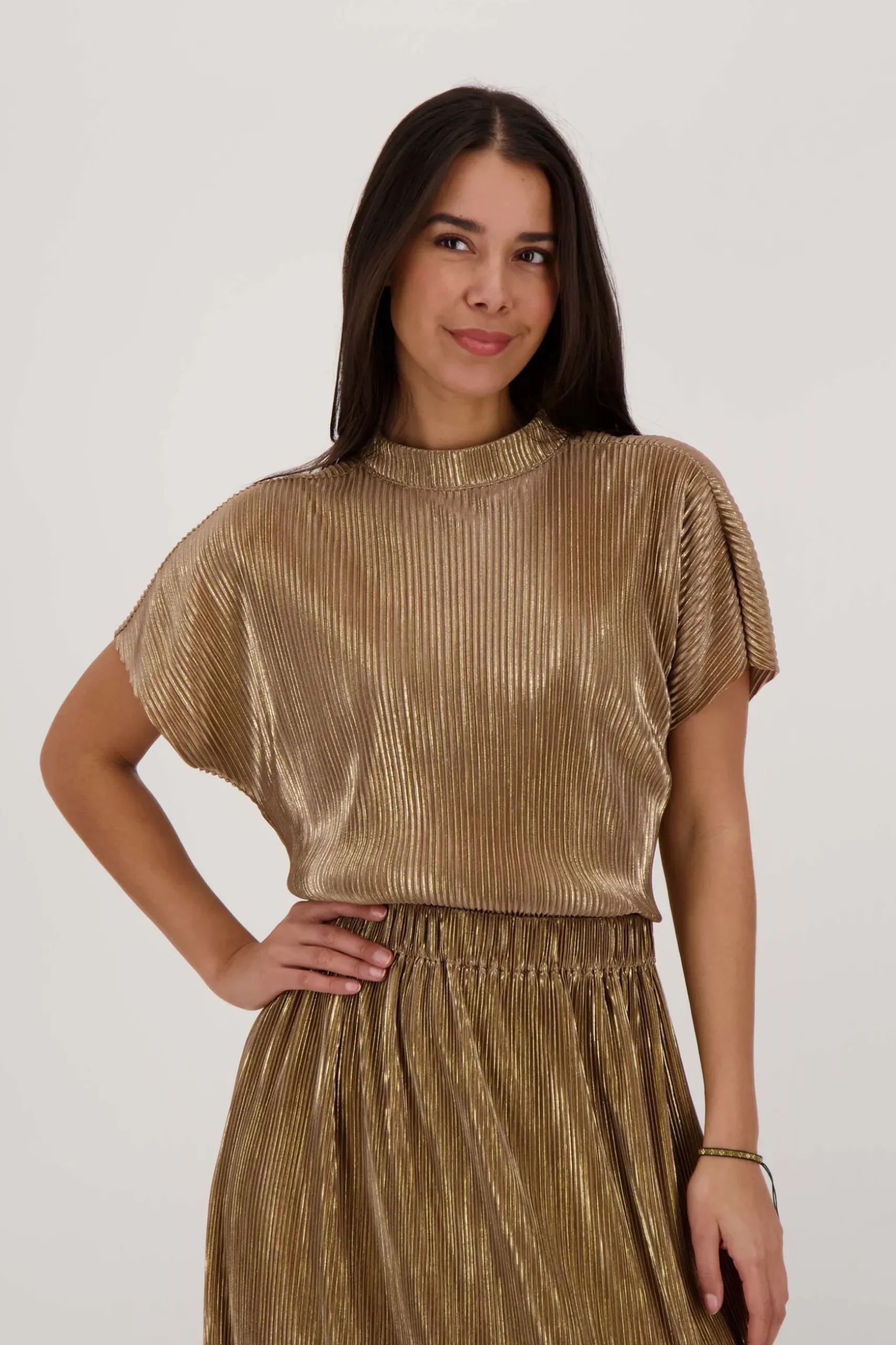 zusss plisse turtle top champagne goud