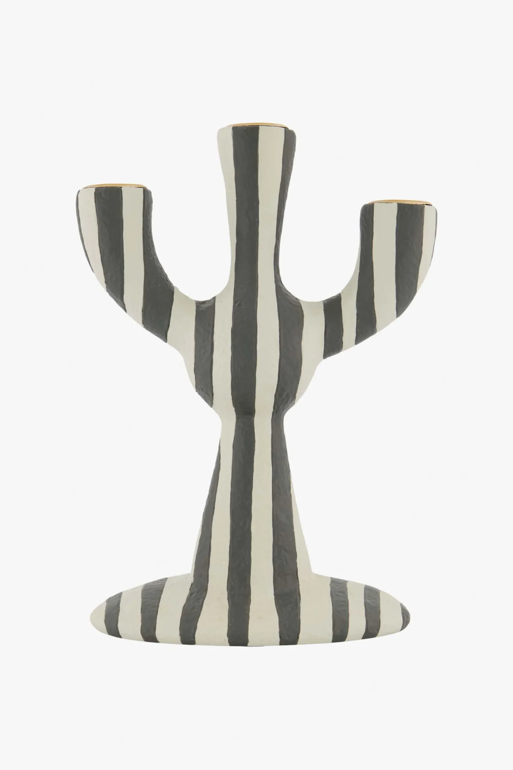 zusss polystone kandelaar met strepen zand/antraciet