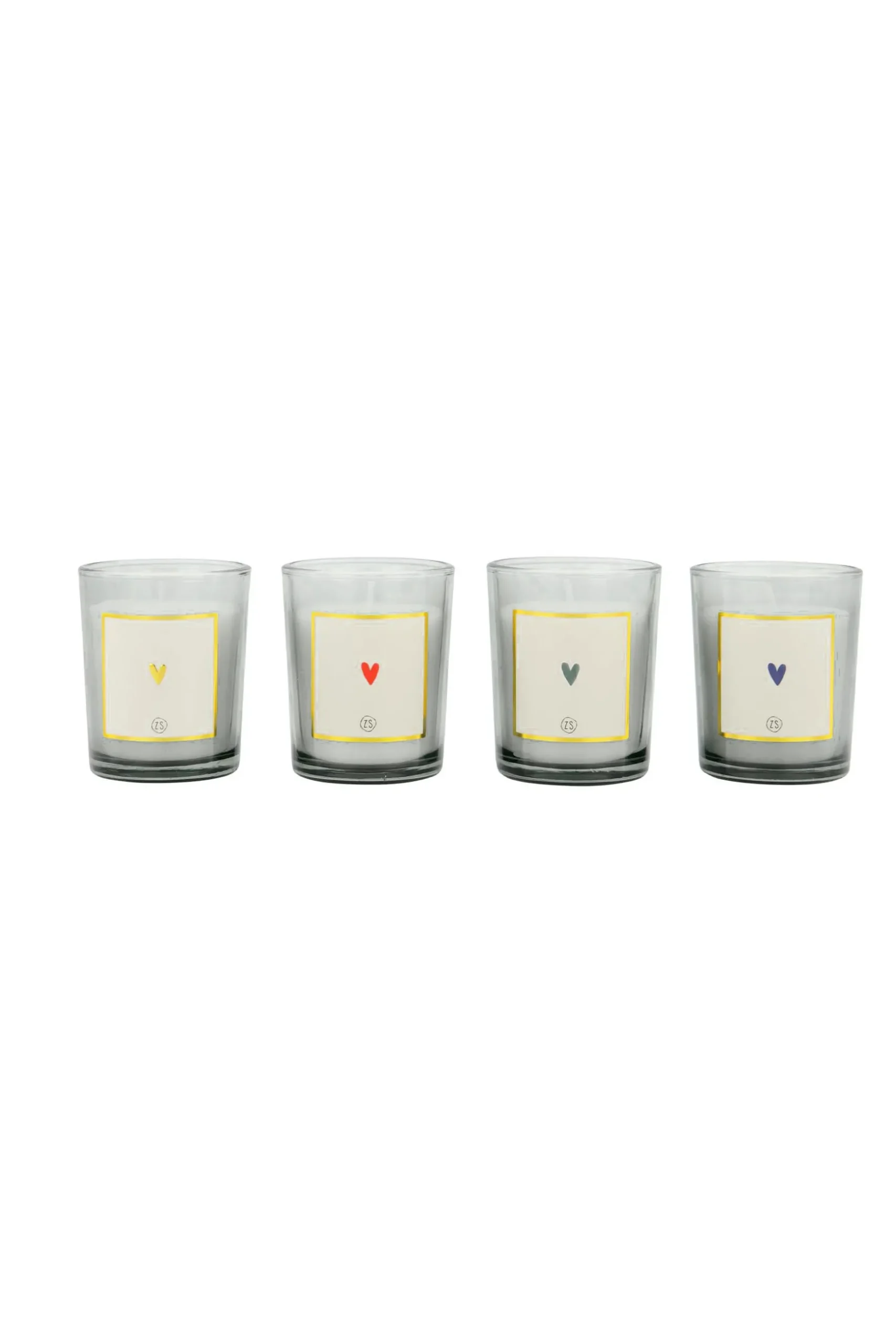 zusss set van 4 glaskaarsjes hartje wit