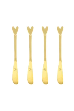zusss set van 4 mesjes hartje goud