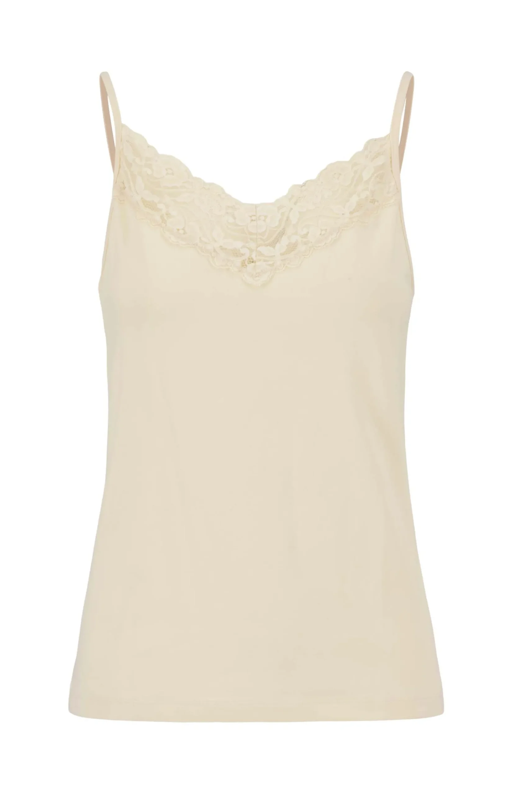 zusss spaghetti top met kant creme