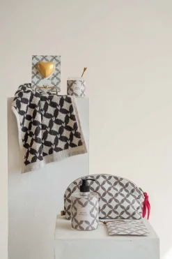 zusss toilettas print antracietgrijs/roze rood