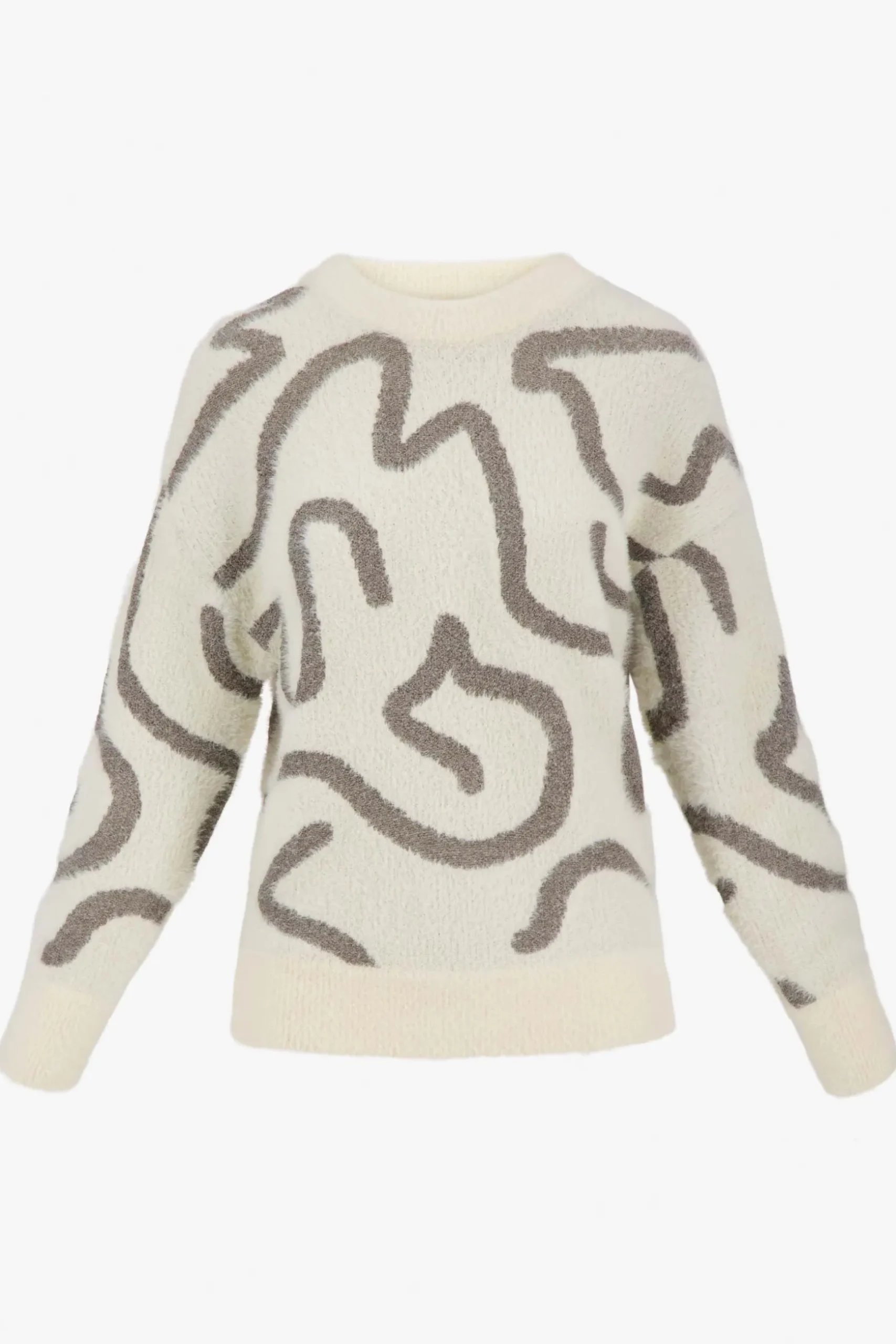 zusss trui met lurex patroon creme